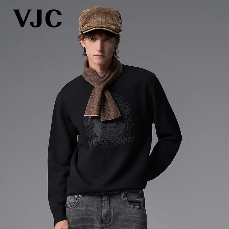 VJC/威杰思2025秋季新款男装时尚长袖毛织DAECC2713