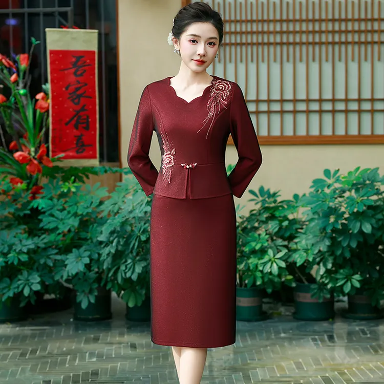 喜婆婆礼服喜妈妈婚宴装婚礼中式喜服2025新款结婚改良旗袍连衣裙