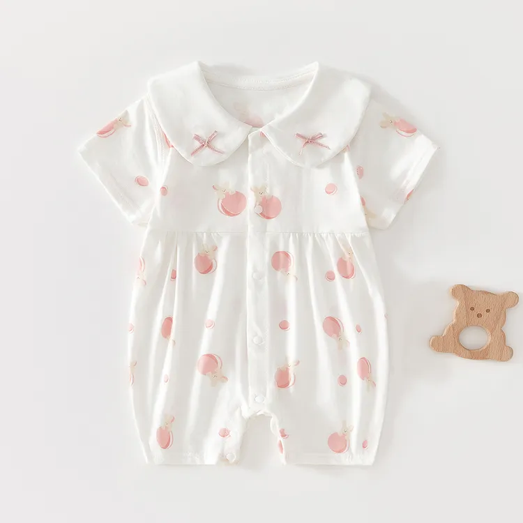 婴儿婴幼儿衣服新生夏季薄款纯棉短袖连体衣夏装公主甜美可爱哈衣