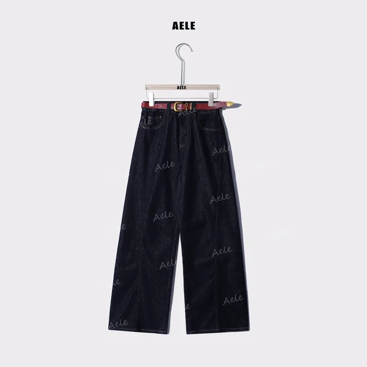 AELE【若隐若现】高级感显瘦简约经典宽松牛仔裤 K853 2988 AD