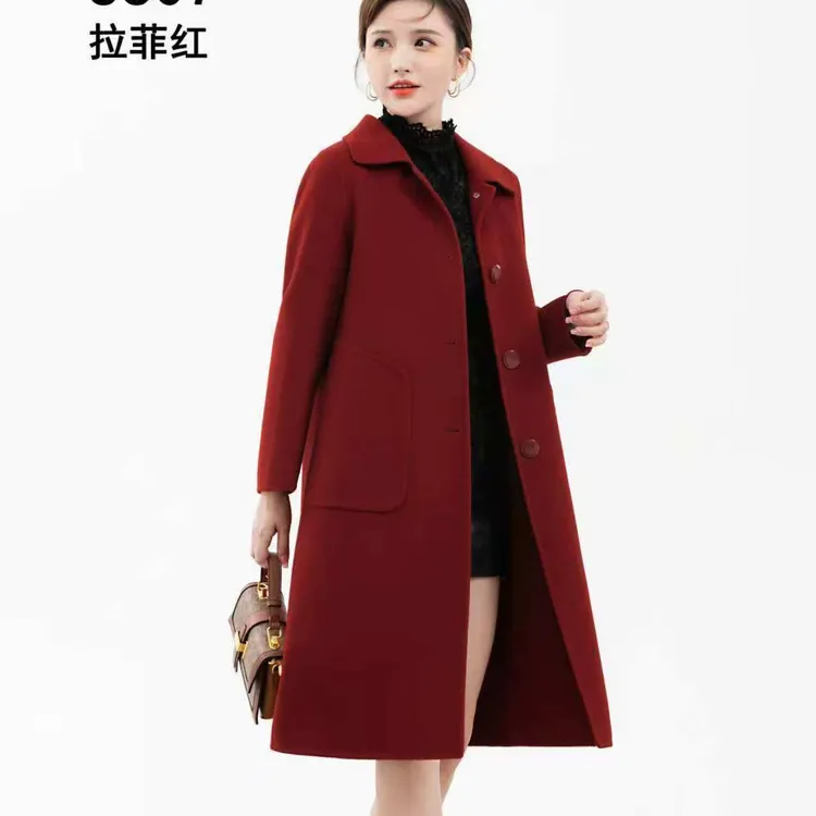 N6607 毛呢新款气质时尚显瘦双面宽松秋冬羊毛大衣