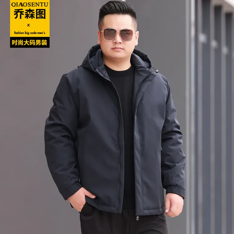 胖子羊毛棉服男冬季加肥加大码薄款棉衣宽松棉袄肥佬加厚保暖外套