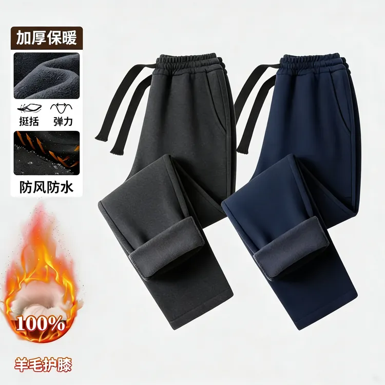 【无惧严寒】崔老师秋冬新款羊毛男蓄热加绒加厚护膝三层防寒防风裤