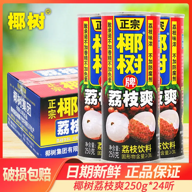 椰树牌荔枝爽250g*24罐休闲饮品网红饮料整箱 荔枝爽250g*24罐