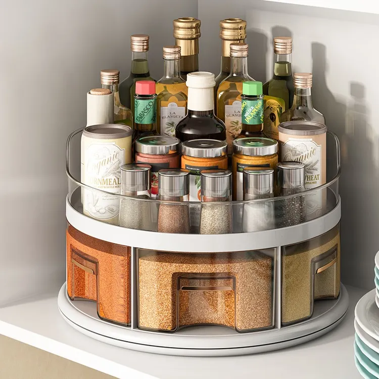 厨房调料盒一体多格调味品置物架家用台面旋转调料油盐酱醋收纳架