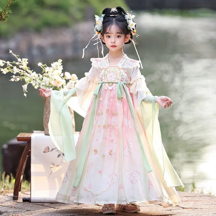 儿童2025汉服女童国风连衣裙古风新款唐装中国超仙古装公主