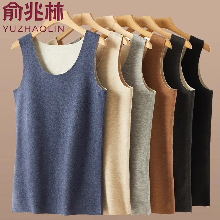 俞兆林男士大码羊毛蚕丝背心上衣保暖无痕坎肩打底圆领薄款秋冬季商品图