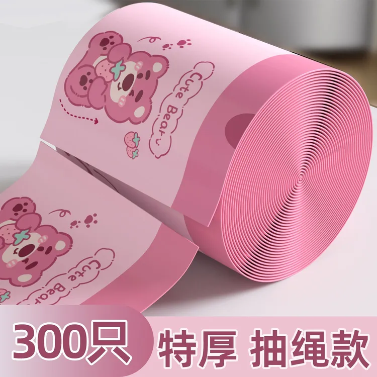 可爱草莓猫屎熊免撕家用抽绳家居批发垃圾袋加厚家庭用批发1000只