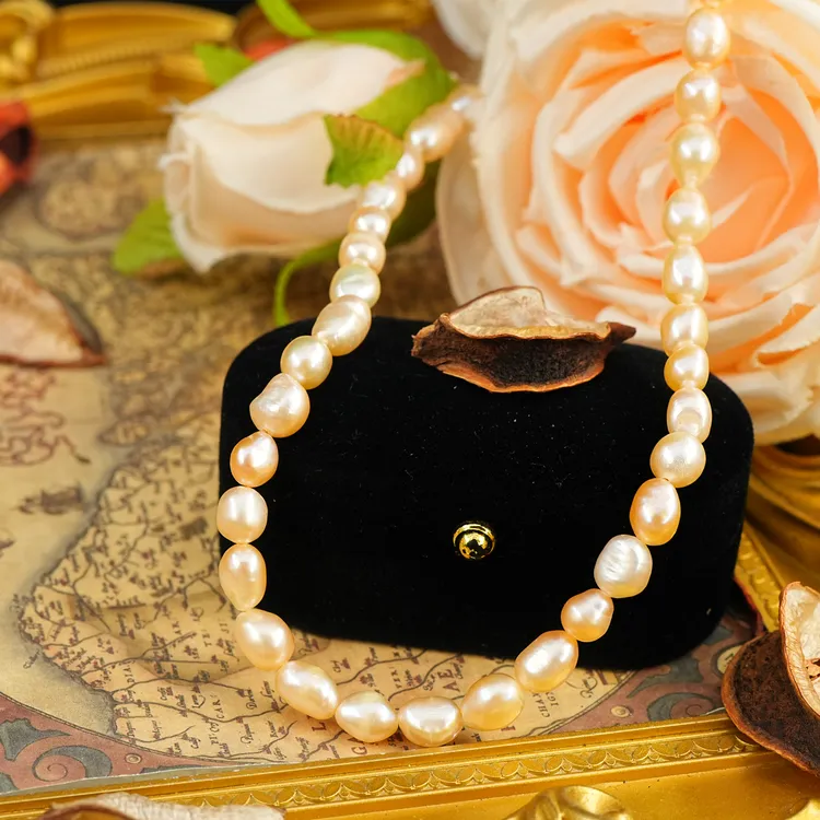 铜合金仿珍珠项链 妈妈项链巴洛克混彩珠珠轻奢素款简约时尚百搭