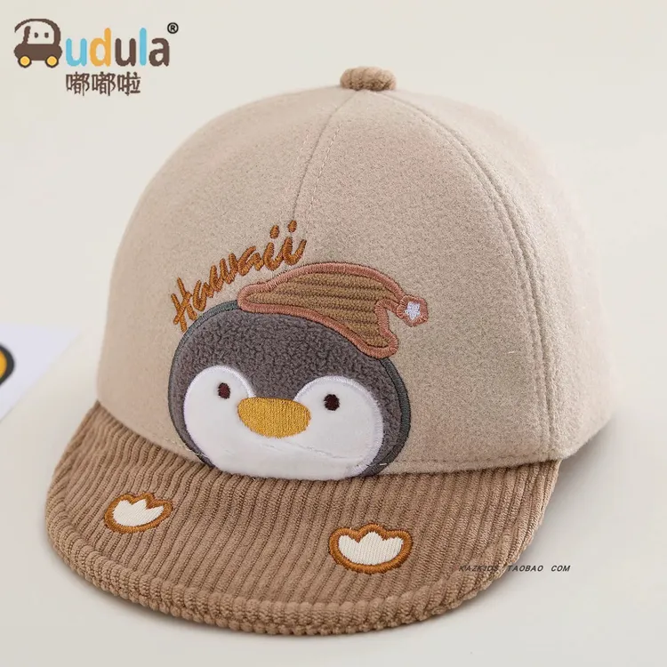 哆啦布丁秋冬厚休闲风逛街卡通风帽子遮阳帽韩版男童女宝62875