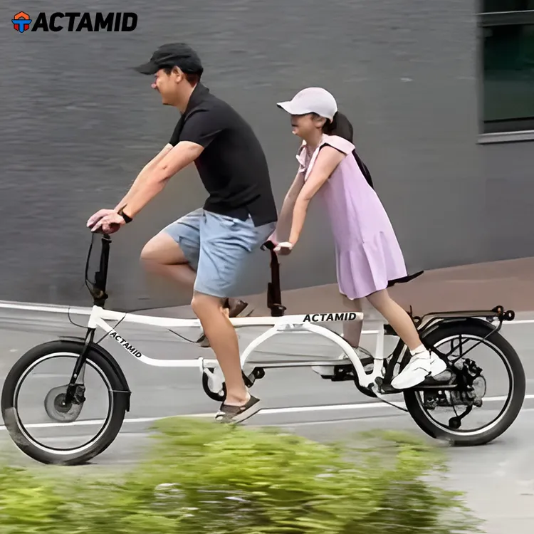 20寸双人折叠自行车亲子车三人骑行多人自行车折叠单车放后备箱