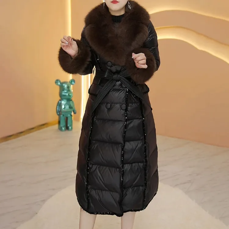 【羽绒服】2025年新款冬季流行爆款中长款加厚带毛领外套羽绒服