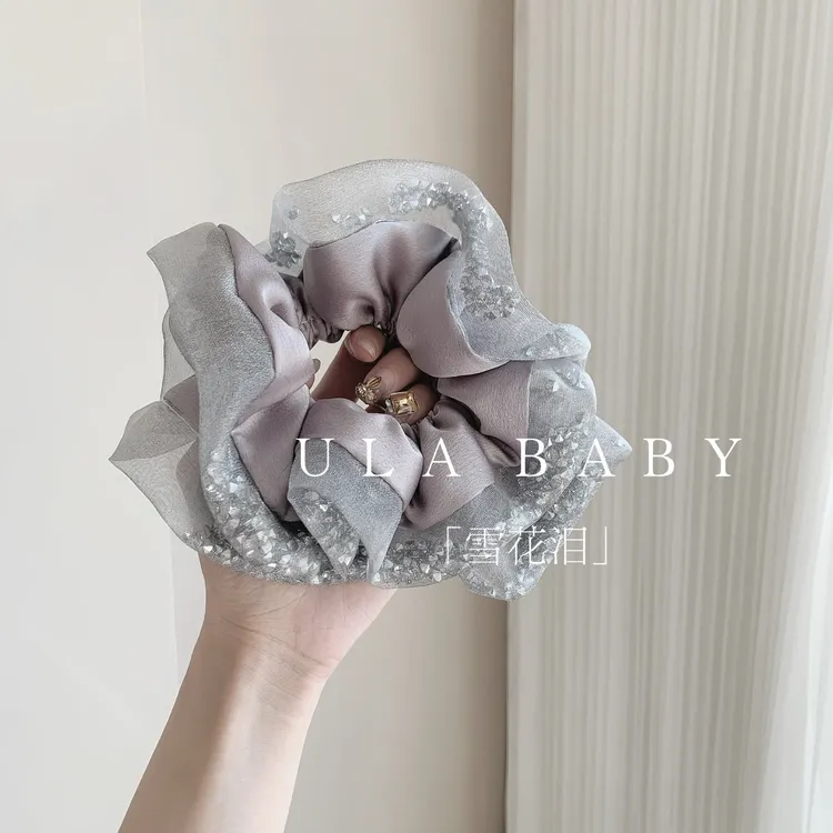 【喜儿ula】11-25-1「雪花泪」轻奢钻纱满天星气质大肠褶皱发圈