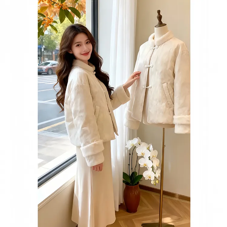 新中式立领轻奢风女秋冬季复古气质国风保暖清冷2026外套棉服