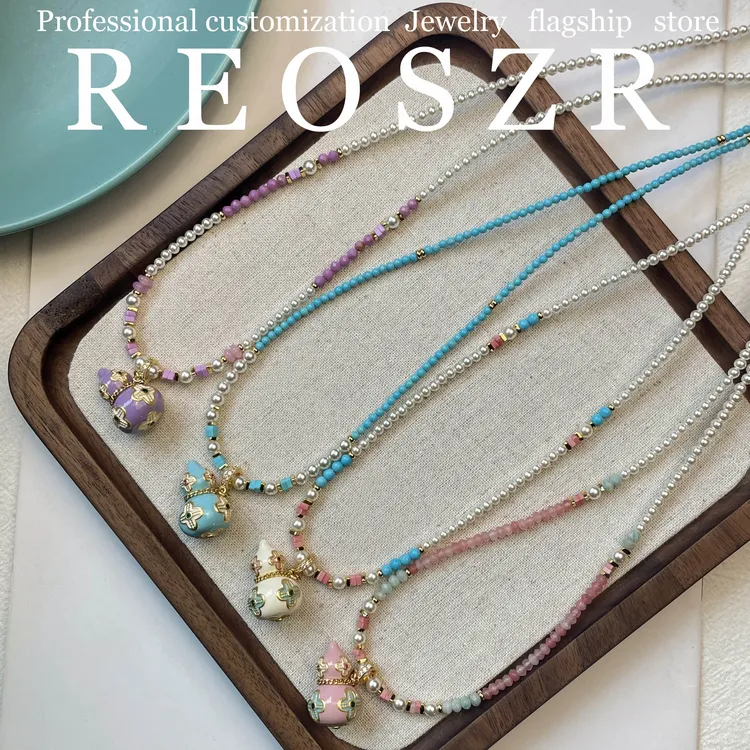 Reoszr/洛恣 钛钢项链 【葫兰】原创设计蓝色时尚葫芦送闺蜜项链