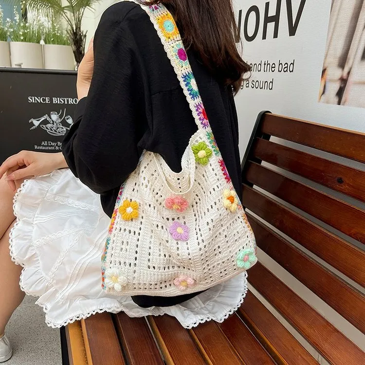 海岛镂空编织包包女2025新款海边度假沙滩包夏季休闲大容量斜挎包