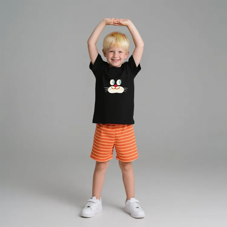 夏季新款童装上衣夏装儿童纯棉短袖圆领小童T恤宝宝夏款条纹童装T