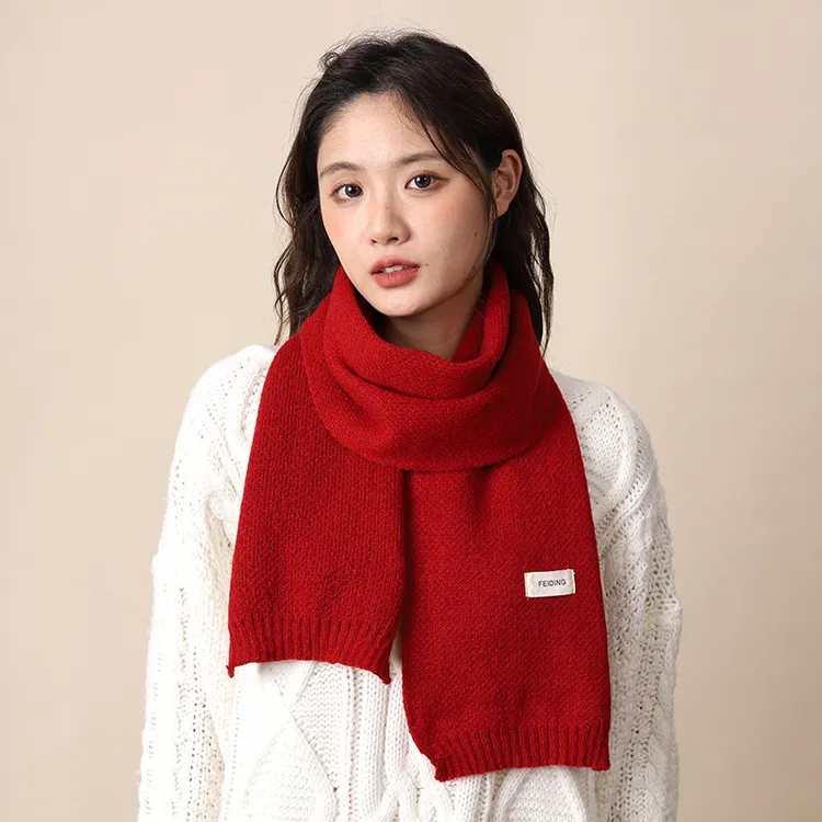 围巾女冬季高级感日系韩版学生百搭保暖围脖男针织纯色加厚学院风
