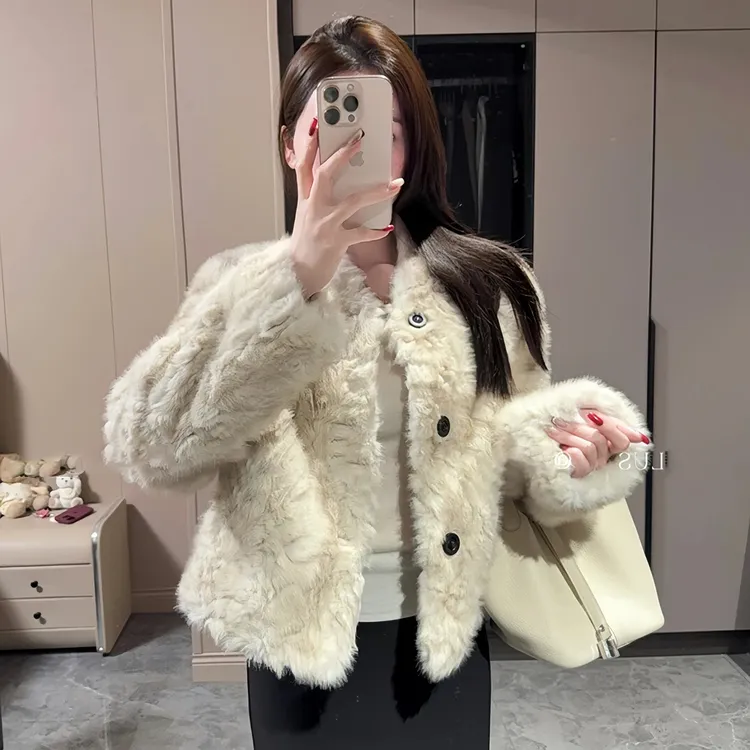 人造皮草 百搭加绒加厚毛绒短款时尚宽松ins韩版洋气小众外套秋冬