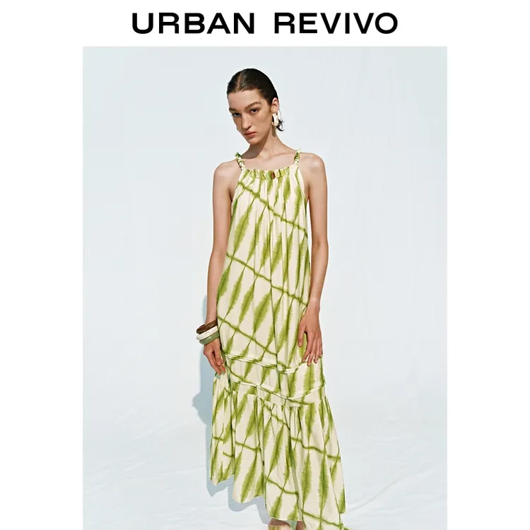 UR2025夏季新款女装休闲度假风晕染印花宽松连衣裙UWH750064