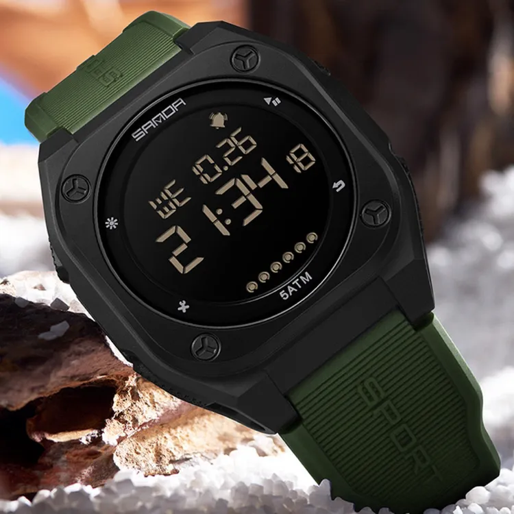 三达新品潮流大表盘手表多功能运动防水电子表倒计时夜光