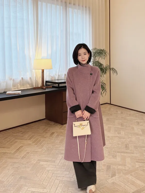 【运费补】千金感双色两面穿双面羊毛大衣女冬小个子长款毛呢外套