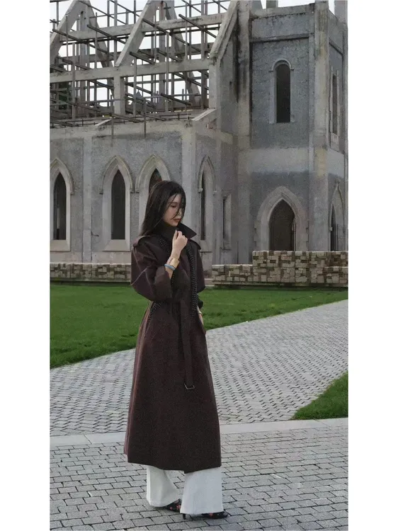 二静子 极简约静奢 『统治区』埃及长绒棉姐感气场型风衣外套QD1866