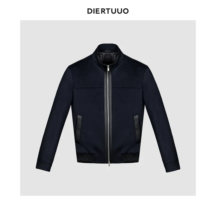 DIERTUUO迪途-68091男士秋季百搭拉链休闲简约立领藏青色夹克外套