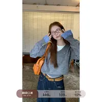 假两件慵懒风毛衣女秋冬穿搭内搭打底长袖上衣宽松学院风针织衫厚