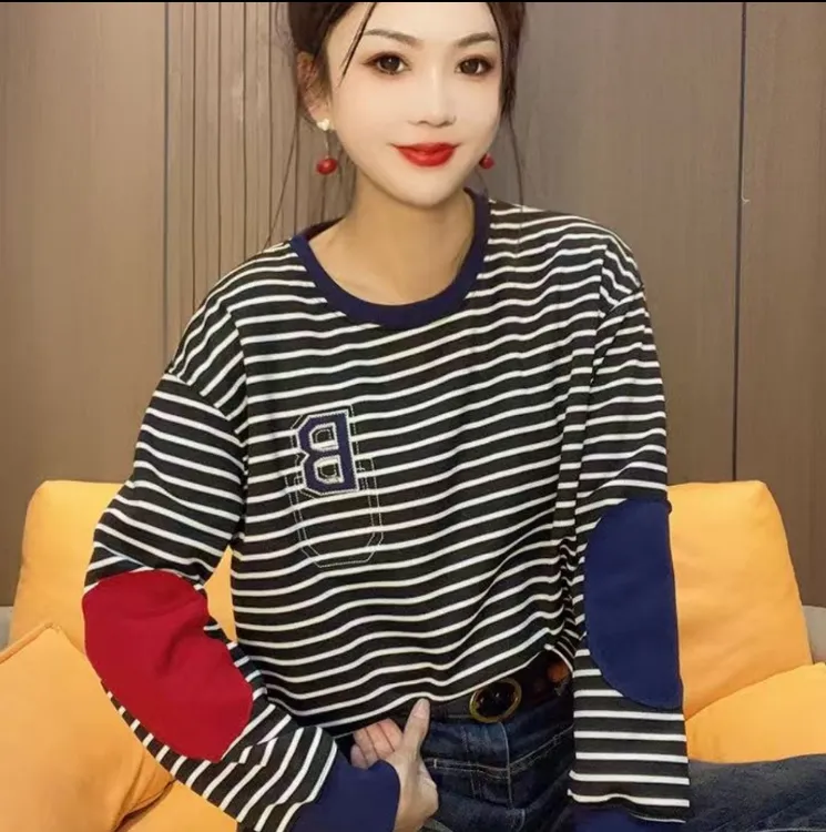 78034#洋气条纹卫衣