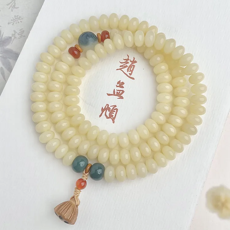 铜合金亚克力手链 森系莲蓬手串多圈108颗文玩菩提手持108佛珠胭