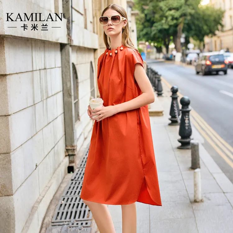 卡米兰绝美漂亮连衣裙女夏2025新款今年流行爆款立体装饰连身裙子