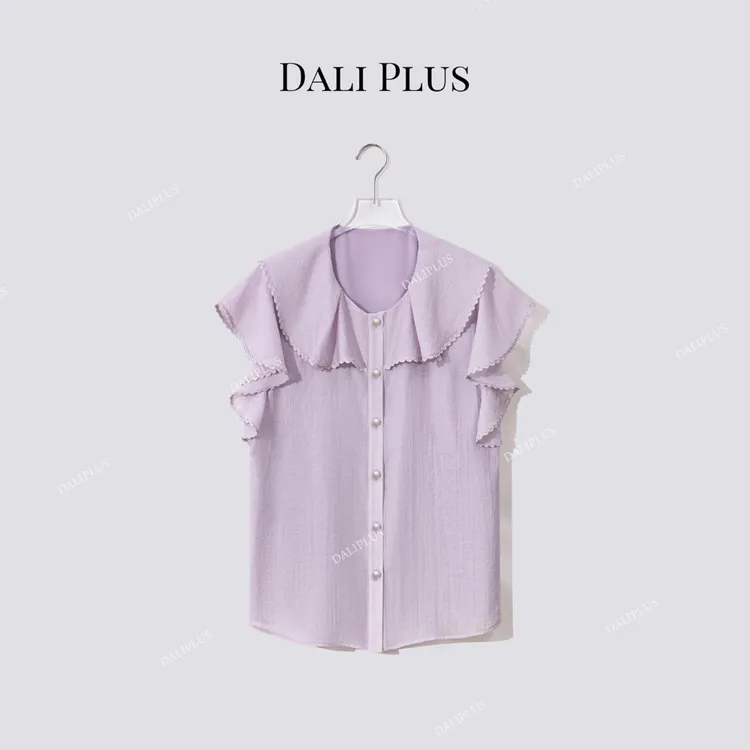 DALI PLUS“优雅款”莱赛尔绢丝荷叶花边衬衫-D5ST1235