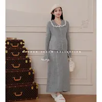 maodan/猫单【蕾丝灰域】孕妇套装秋冬新品气质休闲洋气毛衣半裙