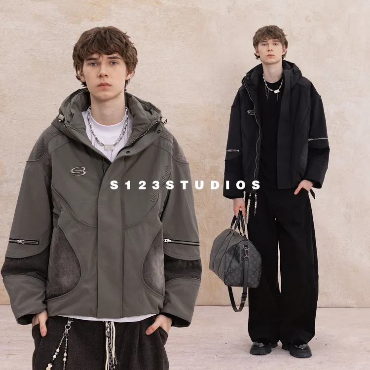 聪明陈冬季潮牌户外冲锋衣连帽90鸭绒羽绒服男加厚保暖宽松工装外