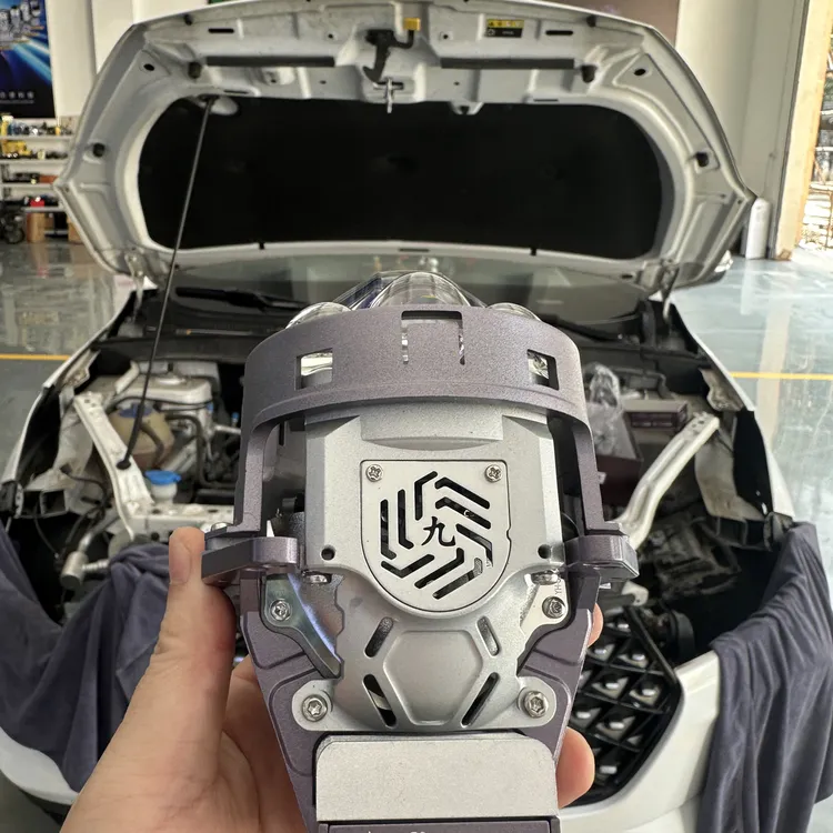 双12专用超视界九曜N53圆形三直射LED透镜车灯升级