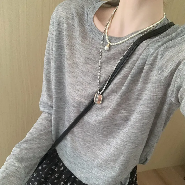 纯色基础款微透防晒罩衫女夏季薄款百搭宽松黑色显瘦t恤圆领上衣