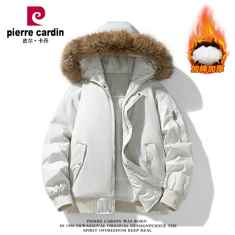 皮尔卡丹美式复古毛领棉服男款冬季加厚保暖棉衣外套情侣面包服