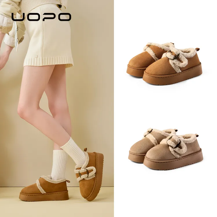 【攸朴】时尚百搭雪地鞋秋冬季保暖纯色棉鞋休闲防滑复古港风6092