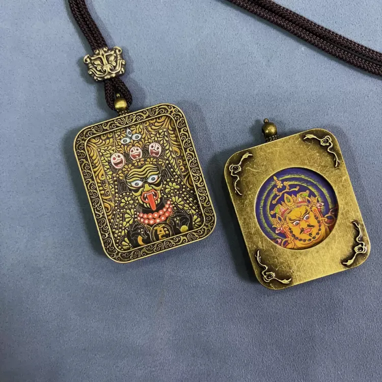【正品保证】西藏唐卡吊坠手绘描金唐卡扎基拉姆佛牌项链