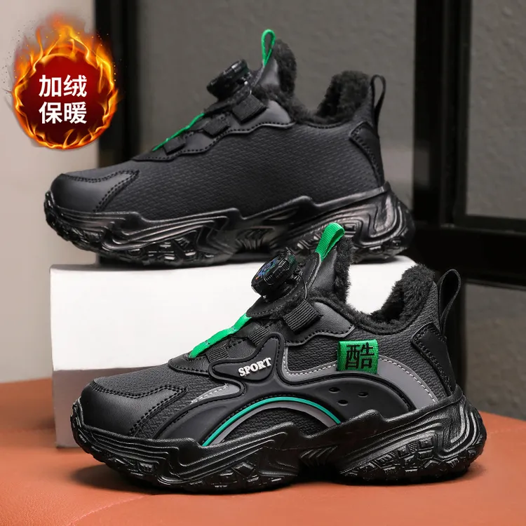 新款男童运动鞋2025冬季加绒加厚大棉鞋中大童男孩防水儿童跑步鞋