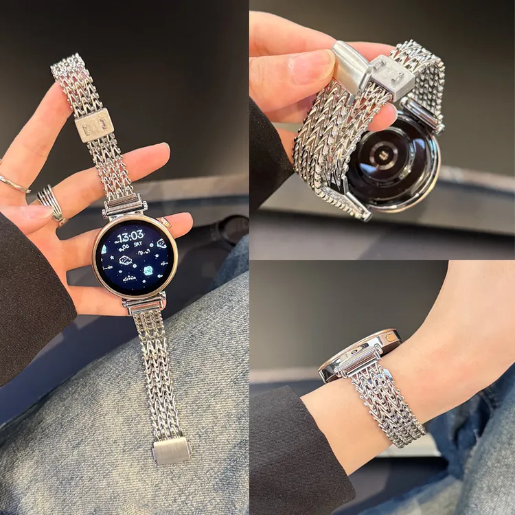 磁吸卡扣适用华为GT5pro手表表带GT4透气金属watch3钢带GT2磁吸