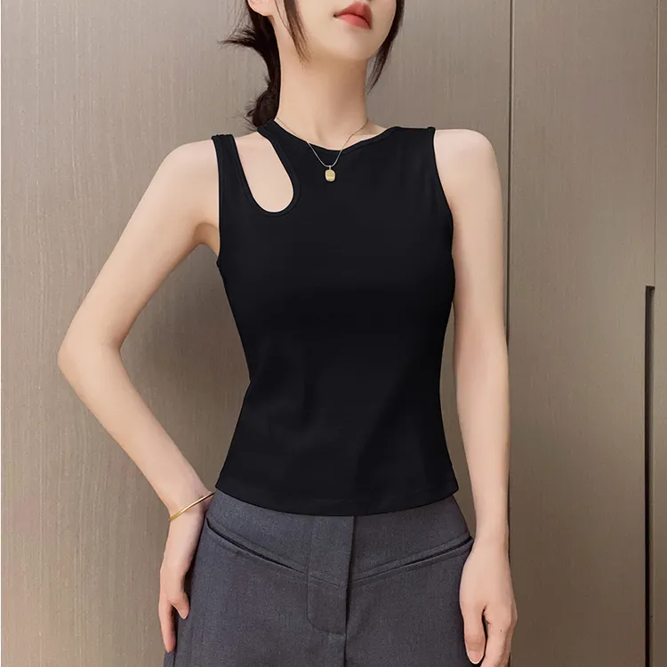 黑色镂空无袖背心吊带女2025夏季新款纯棉内搭设计感打底辣妹上衣