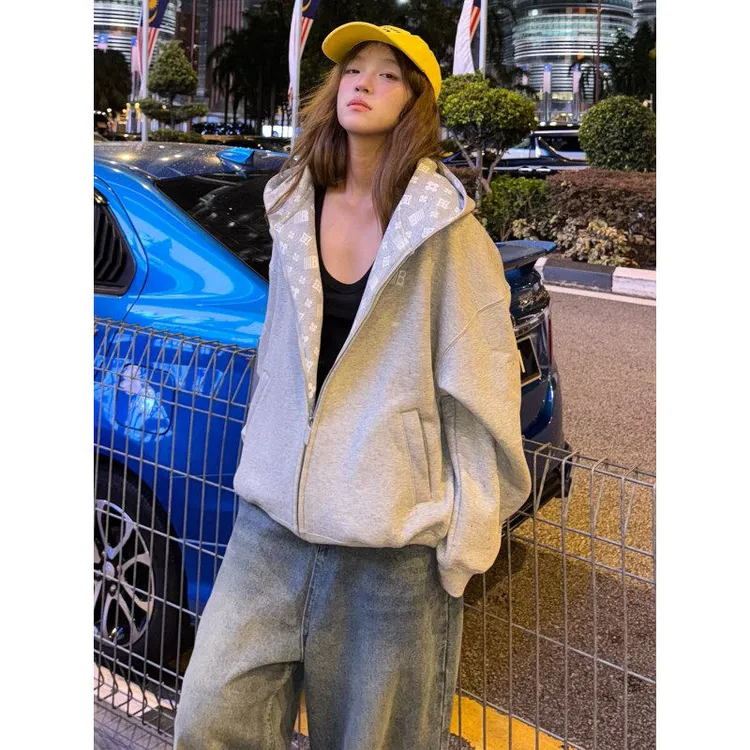 420克重磅印花开衫连帽情侣款卫衣外套男女秋季