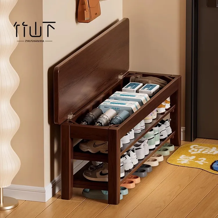 换鞋凳家用门口实木入户鞋柜坐凳一体进门玄关穿鞋凳长条凳可收纳
