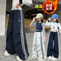 韩系穿搭女童女潮流系带运动裤加绒加厚休闲裤长裤ol裤子休闲秋冬