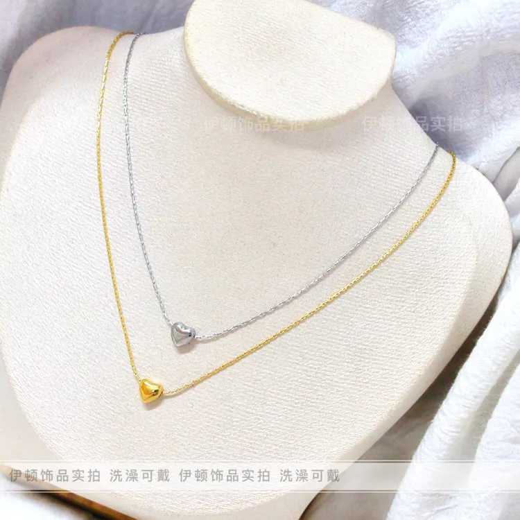钛钢项链 小众轻奢气质百搭简约迷你小爱心竹节链项链锁骨链