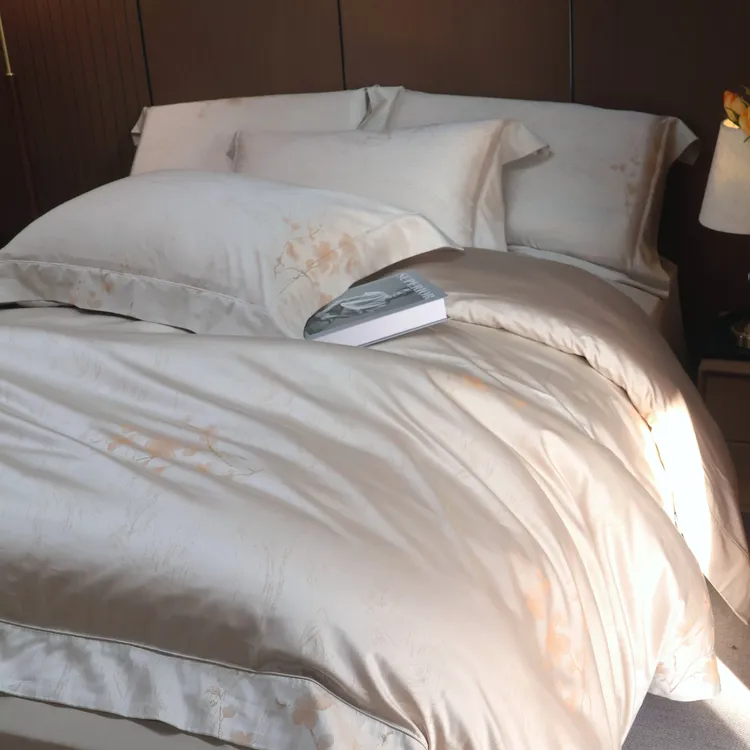 高档天丝棉提花柔软亲肤裸睡四季款床单奢华床单被套四件套高级感