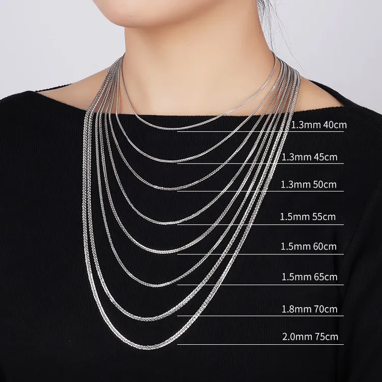 链子925银 肖邦链秋冬毛衣链男女银链子裸链素链可穿吊坠结实银链