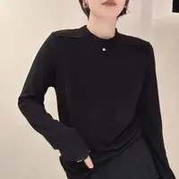 2025冬季内搭长袖T恤女时尚订扣打底秋冬圆领内搭保暖德绒打底衫